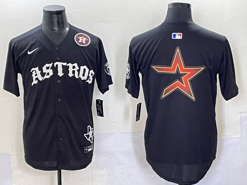 Men 2025 Houston Astros Blank Black Seven generations Joint Name Nike MLB Jersey style 15